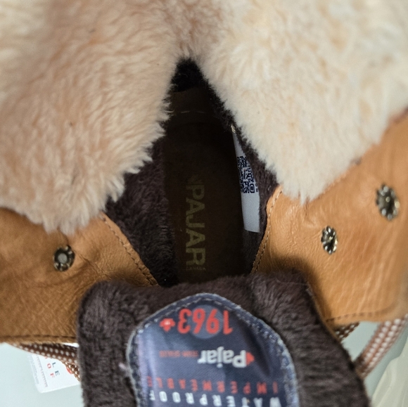 Pajar New!! Leather and Fur Waterproof Brown and White Winter Boots. Size 7-7.5 - Picture 11 of 15